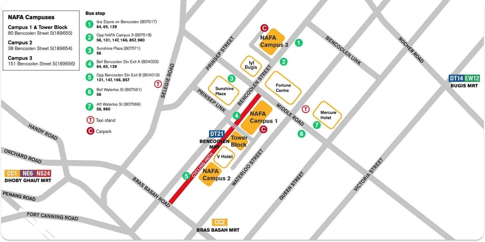 Map to NAFA Campus 1